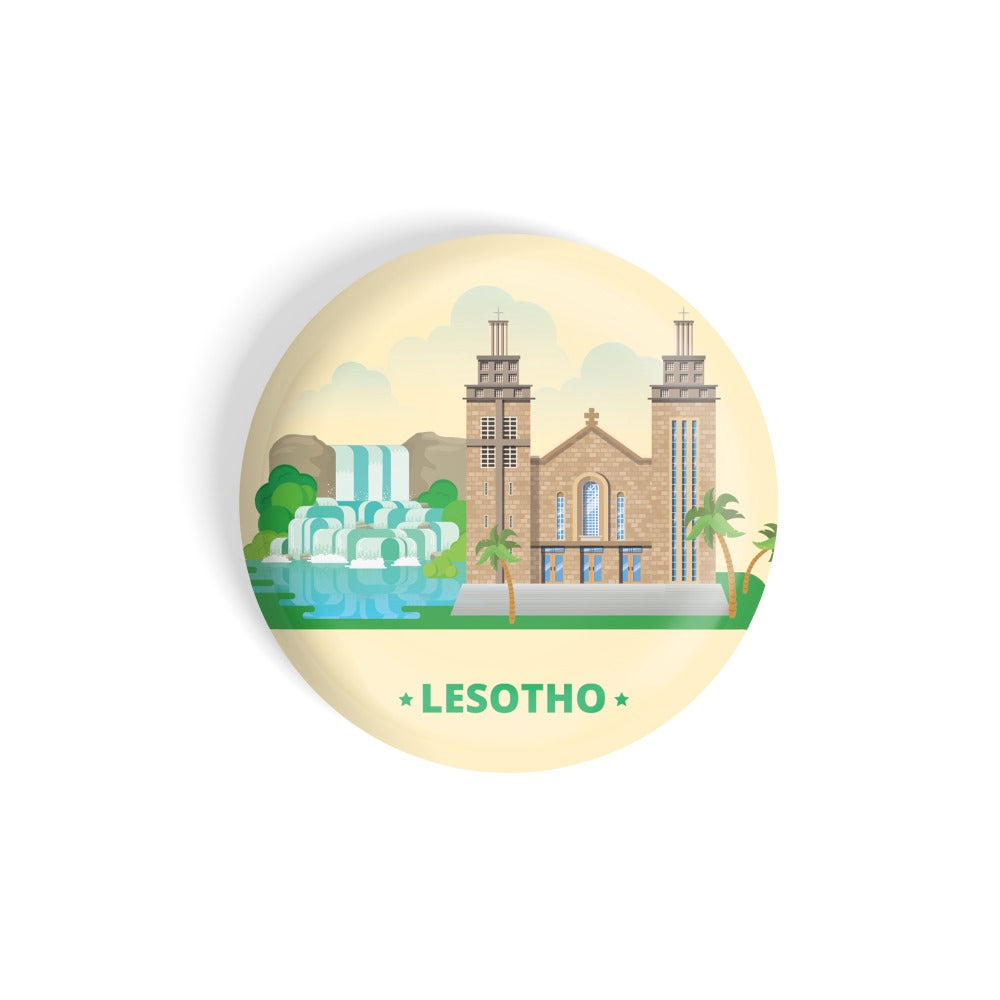 dhcrafts Round Fridge Magnet yellow Color Lesotho Glossy Finish Design Pack of 1 (58 mm)
